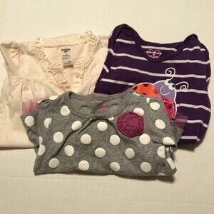 OSH KOSH Lot of 3 Carter's Children's Place 12 Month Purple Ladybug Polka Dots